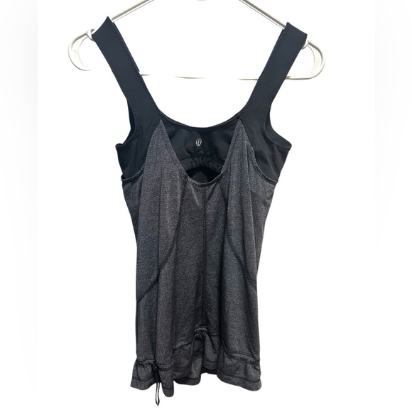 LULULEMON GRAY AND BLACK TANK TOP WITH DRAW STRING SIZE 4 - Picture 3 of 5